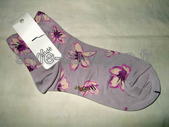 Chaussettes japonaises courtes fleurs de prunier